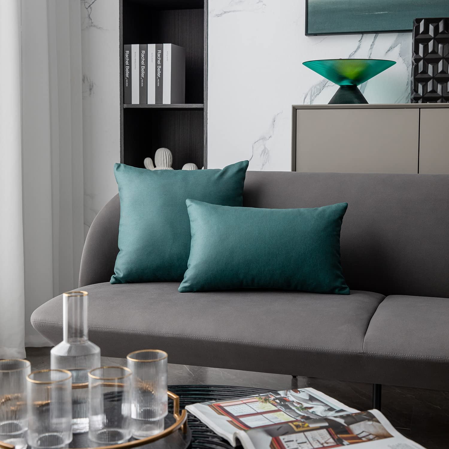 Teal Faux Leather Lumbar Pillow Covers 12x20 Inch Set of 2 Modern Accent Decorative Throw Pillow Covers Cushion Cases for Bedroom Living Room Couch Bed Sofa Walmart