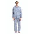 thumbnail image 2 of GLOBAL Men's Pajamas Sets 100% Cotton Flannel Sleepwear Long-Sleeve Top & Bottom Loungewear Blue Retro Stripe S, 2 of 5