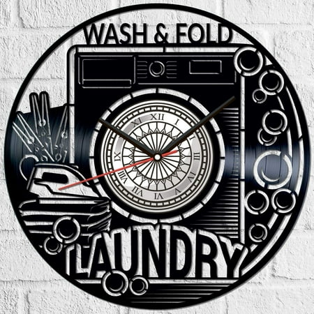 Laundry Vinyl Record Wall Clock Retro style Wall clock Silent Home Decor Unique Art Special Home Accessories Creative Personality Gift