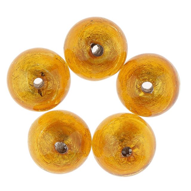 5 Piezas De Papel De Aluminio En El Interior, Redondas Sueltas De Cristal De Para Joyas, Manualidades, DIY De 12mm Amarillo Soledad Perlas