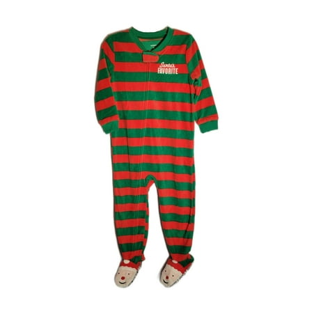 Carter's Toddler Boy's "Santa's Favorite" Striped Fleece Footed Pajama Sleeper, Size 4T