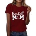 thumbnail image 2 of Lilgiuy Baseball Mom Shirt for Women Vintage Baseball Graphic Letter Print Mom Shirt Tee Baseball Mama Short Sleeve T-Shirts for Holiday Vacation Travel(Wine,S), 2 of 4