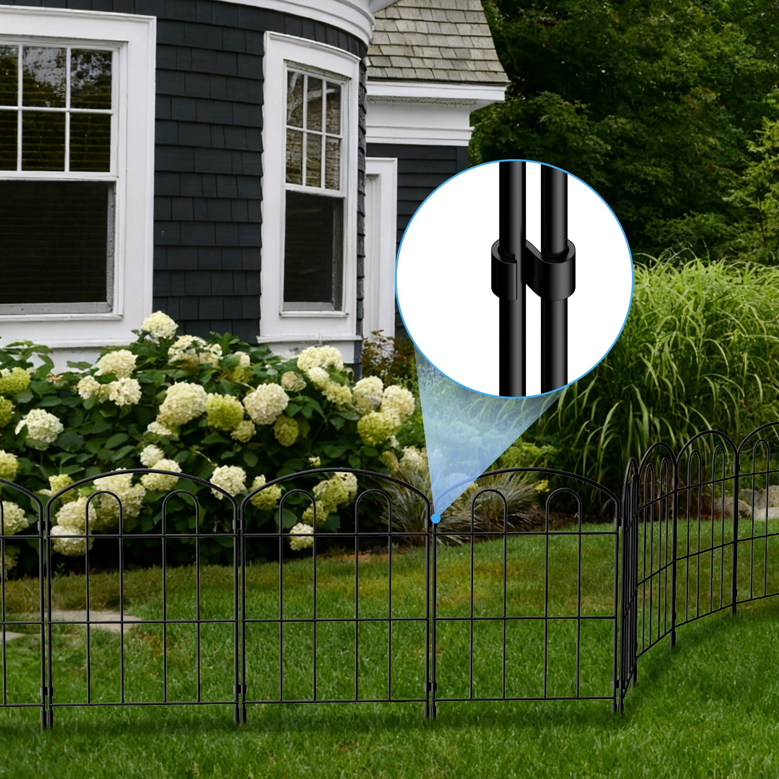 28-Pack Decorative Garden Fence – Double-Arc Metal Border, Rustproof Animal Barrier for Yard, Flower Bed, Patio (Black)