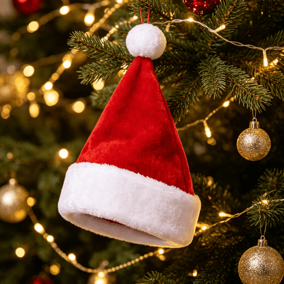 Torqee Christmas Hat,Red and White Faux Fur Plush Velvet Santa Hat for Adults Men Women Christmas New Year Festive Party