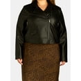 thumbnail image 4 of Terra & Sky Black Label Women's Plus Size Faux Leather Moto Jacket, 0X-4X, 4 of 5