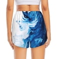 thumbnail image 2 of Lsque Blue White Fluid Art Printed Women's Running Shorts with Liner Pockets,Elastic Quick Dry Workout Athletic Gym Yoga Shorts,Womens High Waist Shorts-Small, 2 of 9
