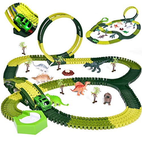Dinosaur Toys Race Track For Boys Kuopry 187Pcs Create A Dinosaur World Road Rac 