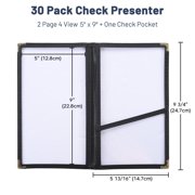 WeChef 30 pack6x9 Restaurant Menu Book Covers Check Book 2 Page 4 View Double Fold for Cafe Hotel Bar Black