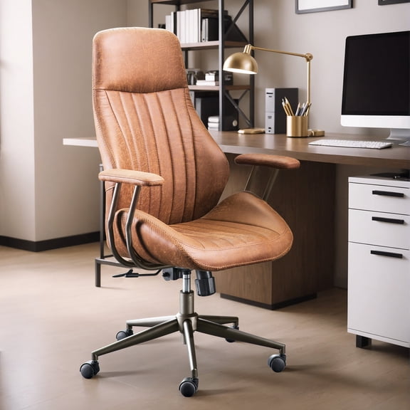XIZZI Modern Ergonomic Computer Office Chair, High Back Suede Fabric Desk Chairs for Executive or Home Office, Brown