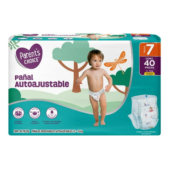 Pañales Desechables Autoajustables Parents Choice Unisex Etapa 7 40 piezas