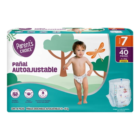 Pañales Desechables Autoajustables Parents Choice Unisex Etapa 7 40 piezas