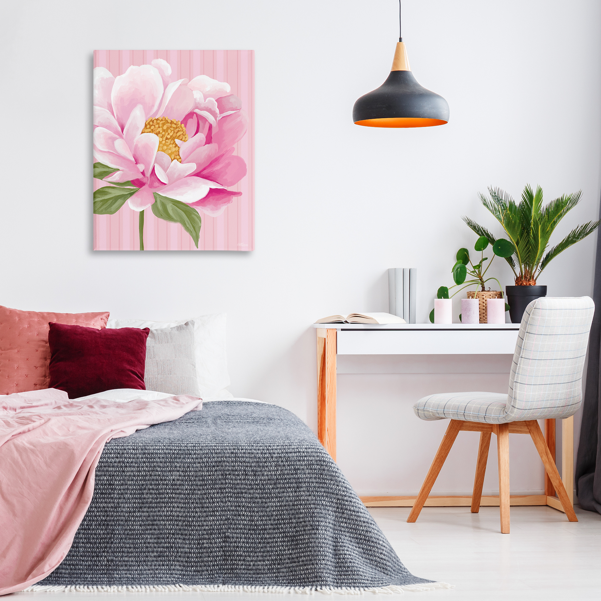 Stupell Industries Pink Carnation Bloom Botanical & Floral Painting Gallery Wrapped Canvas Art Print Wall Art, 30 x 40