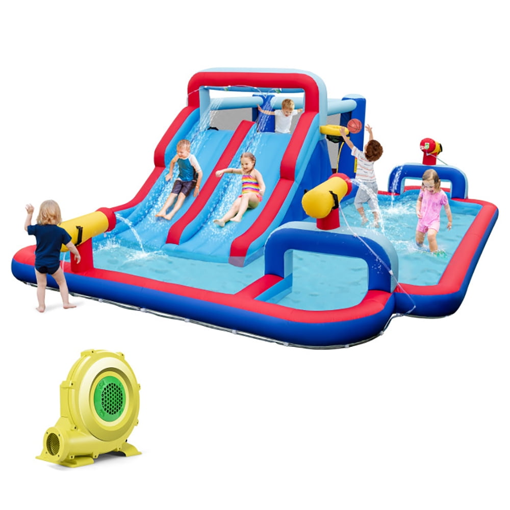 Aimee Lii Inflatable Bounce House with 2 Water Slides and 3 Water Cannons with 950W Blower, Bounce House for Kids 3-5 Aimee Lii Inflatable Bounce House with 2 Water Slides and 3 Water Cannons with 950W Blower, Bounce House for Kids 3-5