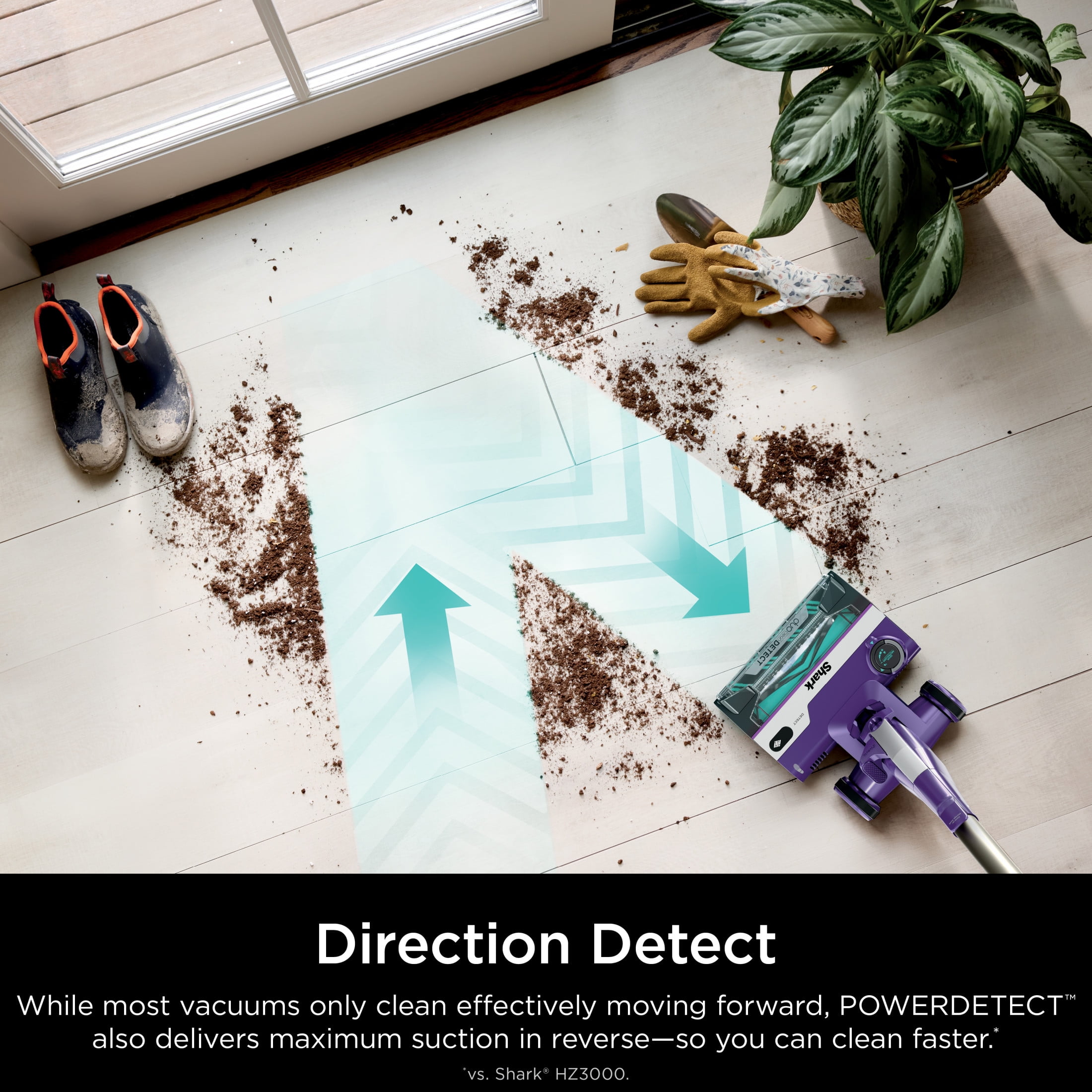 Shark POWERDETECT Corded Stick Vacuum, Carpet and Hardfloors, Pet Friendly, with DuoClean Detect Technology, Self-Cleaning Brushroll, HZ4002 Purple