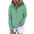 thumbnail image 1 of EGNMCR Women Hoodies Oversize Sweatshirts Winter Solid Color Button Long Sleeve Tunics Tops with Pockets Comfy Pullover Drawstring Hooded Sweatshirt, 1 of 6