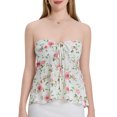thumbnail image 1 of Gupgi Women Flower Tube Top Strapless Tie Front Smocked Bandeau Tops Off Shoulder Ruffle Vest, 1 of 9