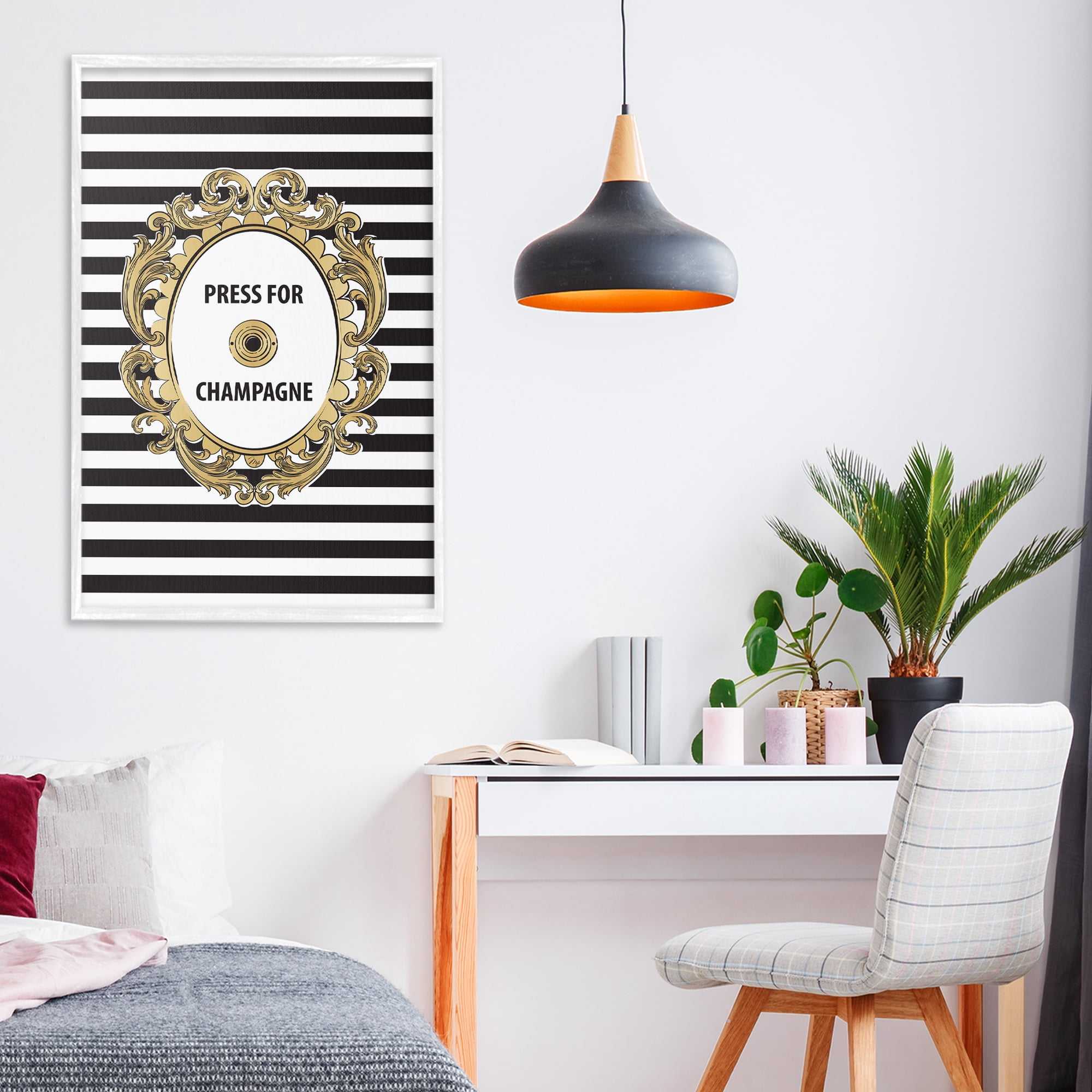 Stupell Industries Press For Champagne Celebration White Framed Giclee Art, design by Martina Pavlova