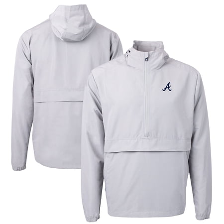 Men s Cutter & Buck Gray Atlanta Braves Charter Eco Recycled Half-Zip Anorak Jacket