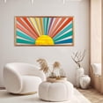 thumbnail image 6 of HPNIUB Boho Sun Framed Wooden Wall Art Colorful Rainbow Geometric Line Decor Sunshine Artwork for Living Room Bedroom Office 16x32 Inch, 6 of 9