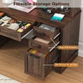 thumbnail image 6 of 58"W 76"H Large Executive Desk with Hutch and Drawers, Farmhouse Desk with Charging Station, Wood Computer Desk for Home Office, 6 of 8
