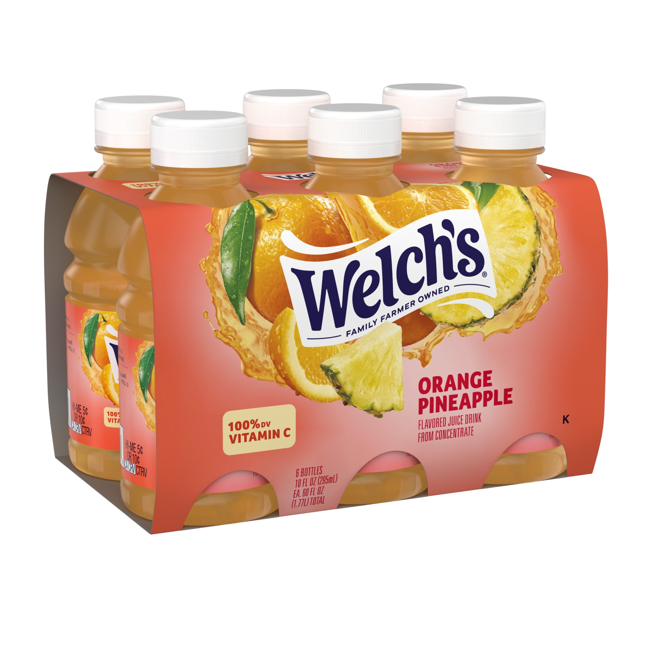(4 pack) Welch's Orange Pineapple Juice Drink, 10 fl oz On-the-Go Bottle (Pack of 6)