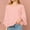Pink, variant on Abtuhar Women 3/4 Sleeve Tops Solid V Neck Loose Straight Hem Soft Fabric Fall Shirts