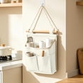 thumbnail image 4 of Wall Mounted Hanging Storage Bag, Bedside Hanging Organizer Pouch with Multi Pockets, Space Saving Holder for Bedroom Living Room Home Phone Remote Accessories Storage, White, 4 of 7