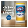 thumbnail image 2 of Clorox Disinfecting Wipes, 1-Ply, 7 x 8, Fresh Scent/Citrus Blend, White, 35/Canister, 3 Canisters/Pack, Each, 2 of 3