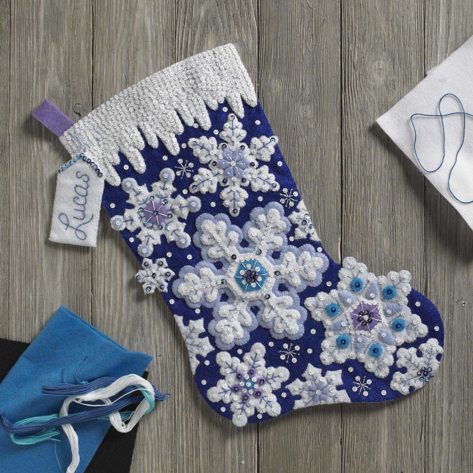 Bucilla Sparkle Snowflake 18 in Multicolor Felt Stocking Kit