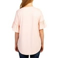 thumbnail image 4 of Women Solid Color Ruffled Short Sleeve Buttons Tied Hem Shirt, 4 of 5