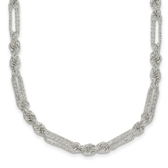 Sterling Silver Polished Textured 4.5mm Figaro Rope 18 inch Necklace