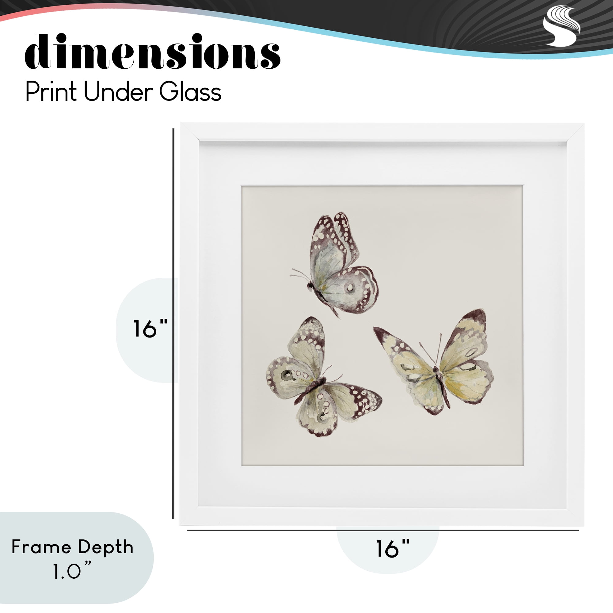 Stupell Industries Isolated Butterflies on Beige White Framed Print Under Glass, design by Patricia Pinto