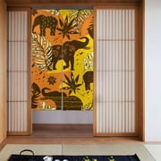 XMXT Japanese Noren Doorway Room Divider Curtain,Vintage Plant Elephant Restaurant Closet Door Entrance Kitchen Curtains, 34 x 56 inches