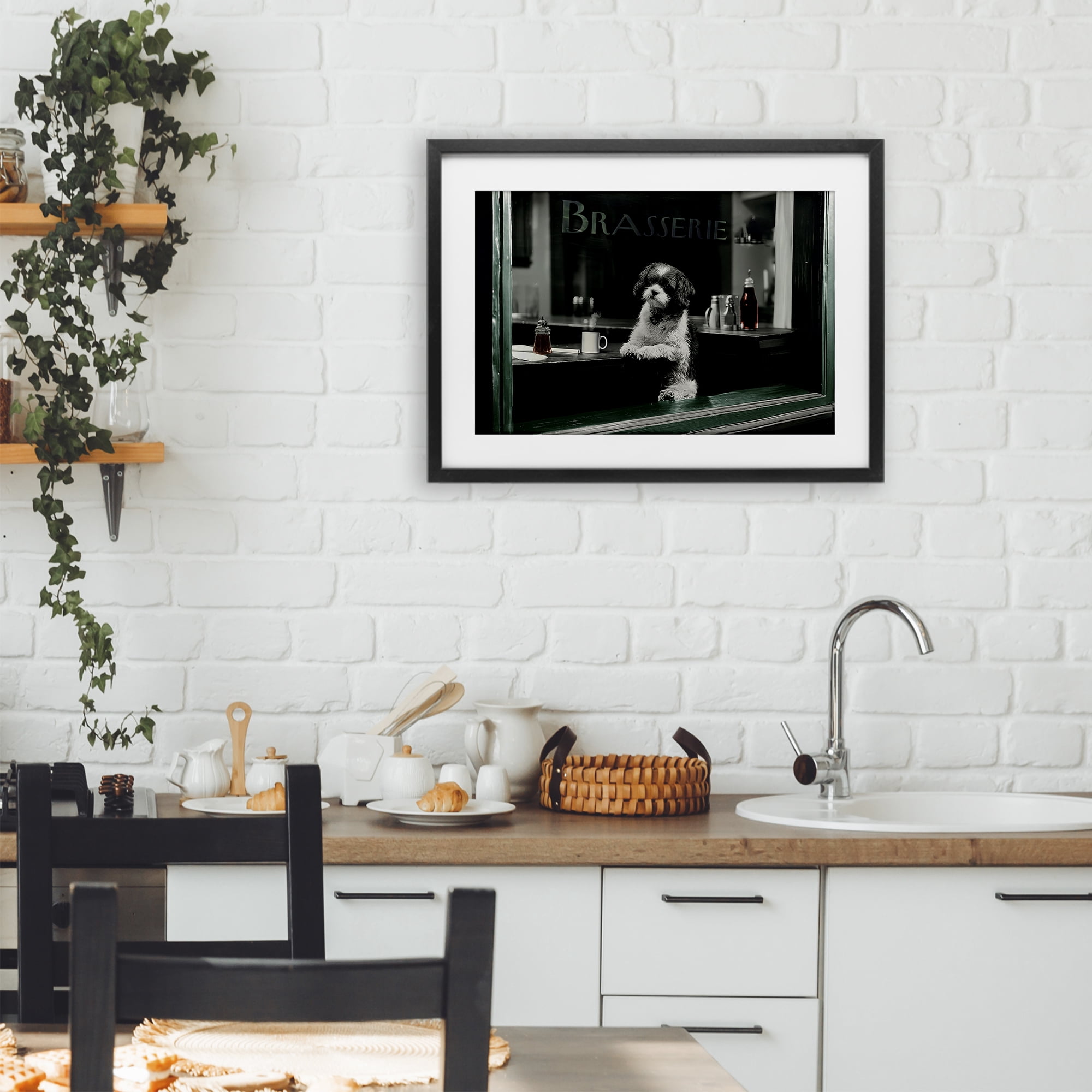 Stupell Industries Brasserie Vintage Dog in Window Black Framed Print Under Glass, design by Annabelle Hall