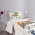 thumbnail image 5 of Ambesonne Hedgehog Quilted Bedspread Set 2 Pcs, Colorful Animal Food, Twin Size, Multicolor, 5 of 6