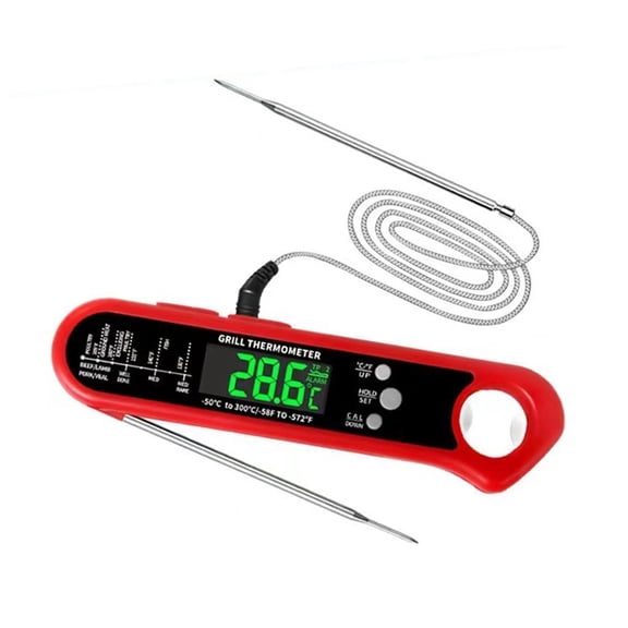 Behome Meat Thermometer, Instant Read Meat Thermometer Digital with Dual Probe, Waterproof Food Thermometer for BBQ,Grill, Fry, Oven, Candy Making