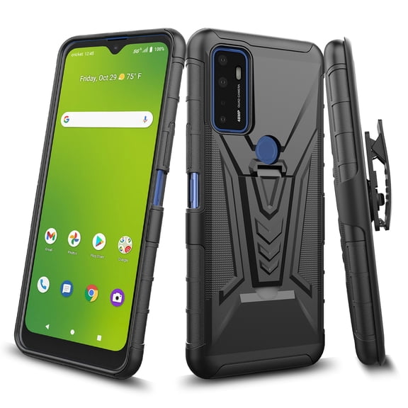Designed for Cricket Dream 5G Case / AT&T Radiant Max 5G Case / Cricket Innovate 5G Case with Holster Belt Clip Heavy Duty Shockproof Protective Phone Cover with Kickstand [Black]