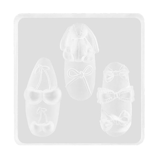 Uñas Accesorios Molde Silicona 3D Perla Cadena Diseño DIY Manicura Plantilla con Patrones Resina Artesanía Herramienta Cake Icing Silicona Mini Silicona Hojas Flor Animales Plantilla