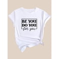 thumbnail image 2 of Chic Black Women's Casual Fashion Tee with Artistic Letter Print - Crew Neck, Short Sleeve, Breathable Polyester - Perfect for Spring/Summer/Fall, Box Art, English Letter Print, Black Women, Casual,, 2 of 7