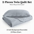 thumbnail image 2 of Ameha 3 Piece Quilt Set Chevron Embossed Bedspread Reversible Ultrasoft Microfiber Adult Bedding Silver Color King, 2 of 9