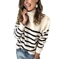 thumbnail image 3 of Women's Striped Color Block Fall Winter Sweater 2025 Crewneck Long Sleeve Sweaters Trendy Casual Knit Pullover Tops, 3 of 4
