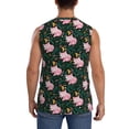 thumbnail image 4 of Lsque Pink Sleeping Fox Print Men's Cotton Blend Sleeveless Muscle Shirts (S-3XL)- Moisture Wicking, Odor Protection, UPF 30+,X-Large, 4 of 8