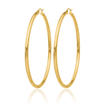 thumbnail image 3 of 14K Solid Yellow Gold Round Tube Large Hoop Earrings, 3 of 10