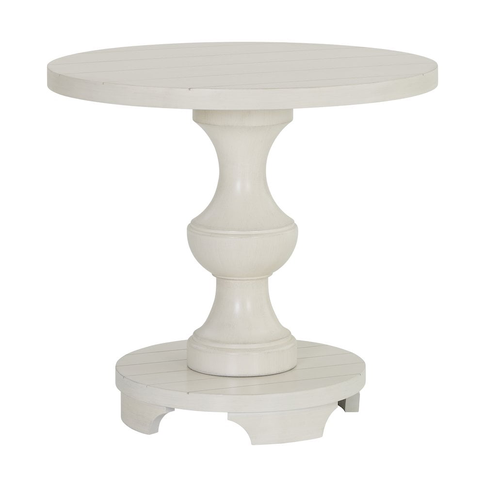 Roundhill Furniture Caesar Traditional Round Pedestal End Table, White