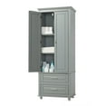 thumbnail image 2 of Tcbosik 62.5" Tall Bathroom Cabinet with Adjustable Shelf, Narrow Storage Unit with 2 Drawers and 2 Doors, Floor Cupboard for Kitchen, Entryway, Living Room, Grey, 2 of 10