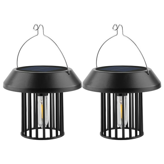 Hemoton 2PCS Solar Outdoor Lanterns Solar Powered Hanging Lights Garden Patio Decor Camping Lanterns Yard Porch Lanterns Decorative Lights