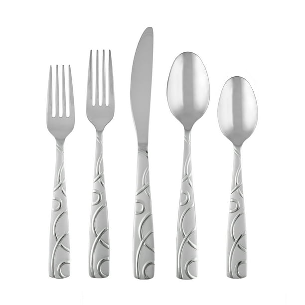 Cambridge Silversmiths Roam Sand 45Piece Flatware Set with Chrome Buffet, Service for 8