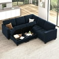 thumbnail image 5 of HONBAY Convertible Oversized Sleeper Sectional Sofa Sets with Storage for Bedroom, Dark Blue, 5 of 6