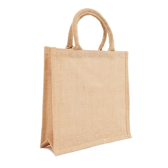 Set de 2 Bolsas de Yute Mayan con Asas de Algodón | Bolsas Tote Bag con Interior Plastificado | Bolsa de Playa |Ideal para Compras y como Regalo | 100% Reutilizable | 30 x 30 x 10 cm