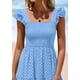 thumbnail image 5 of Vestido largo PRETTYGARDEN para mujer, cuello cuadrado, verano, azul claro, 5 of 9